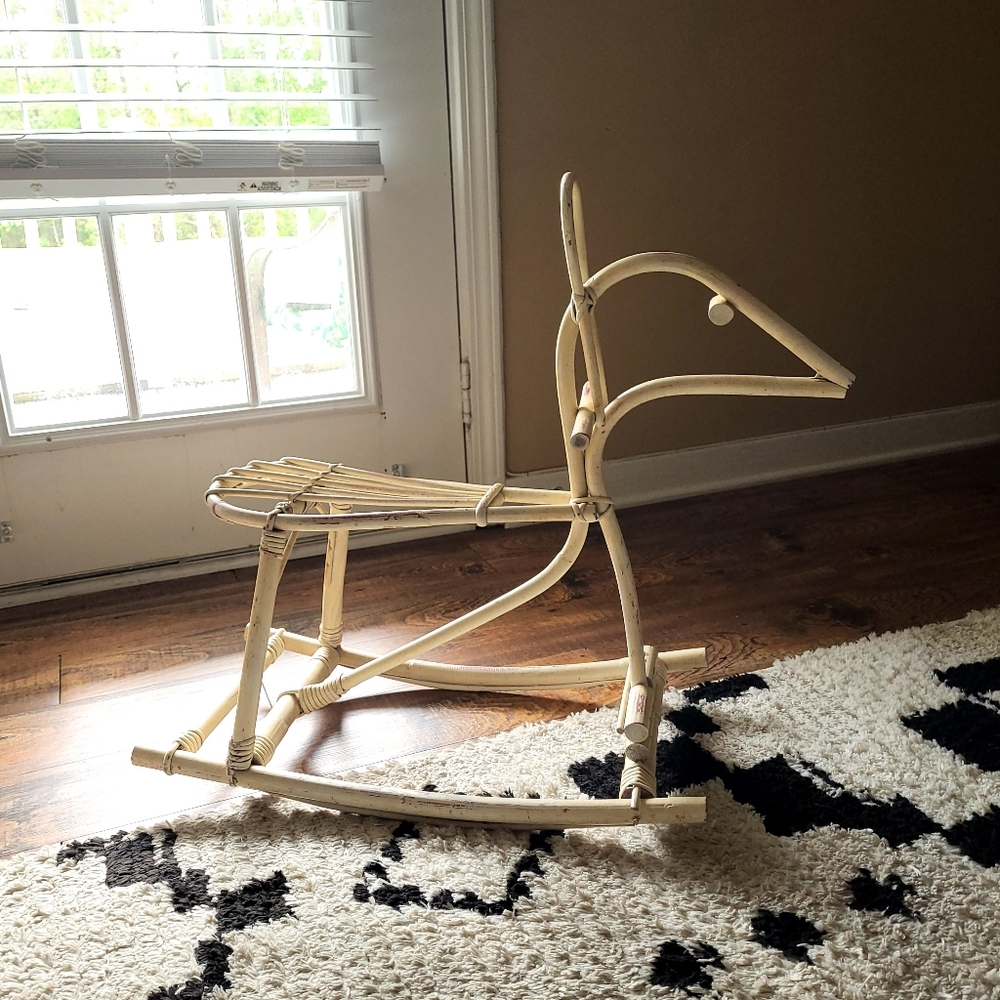Mid Century Modern Bamboo Rocking Horse